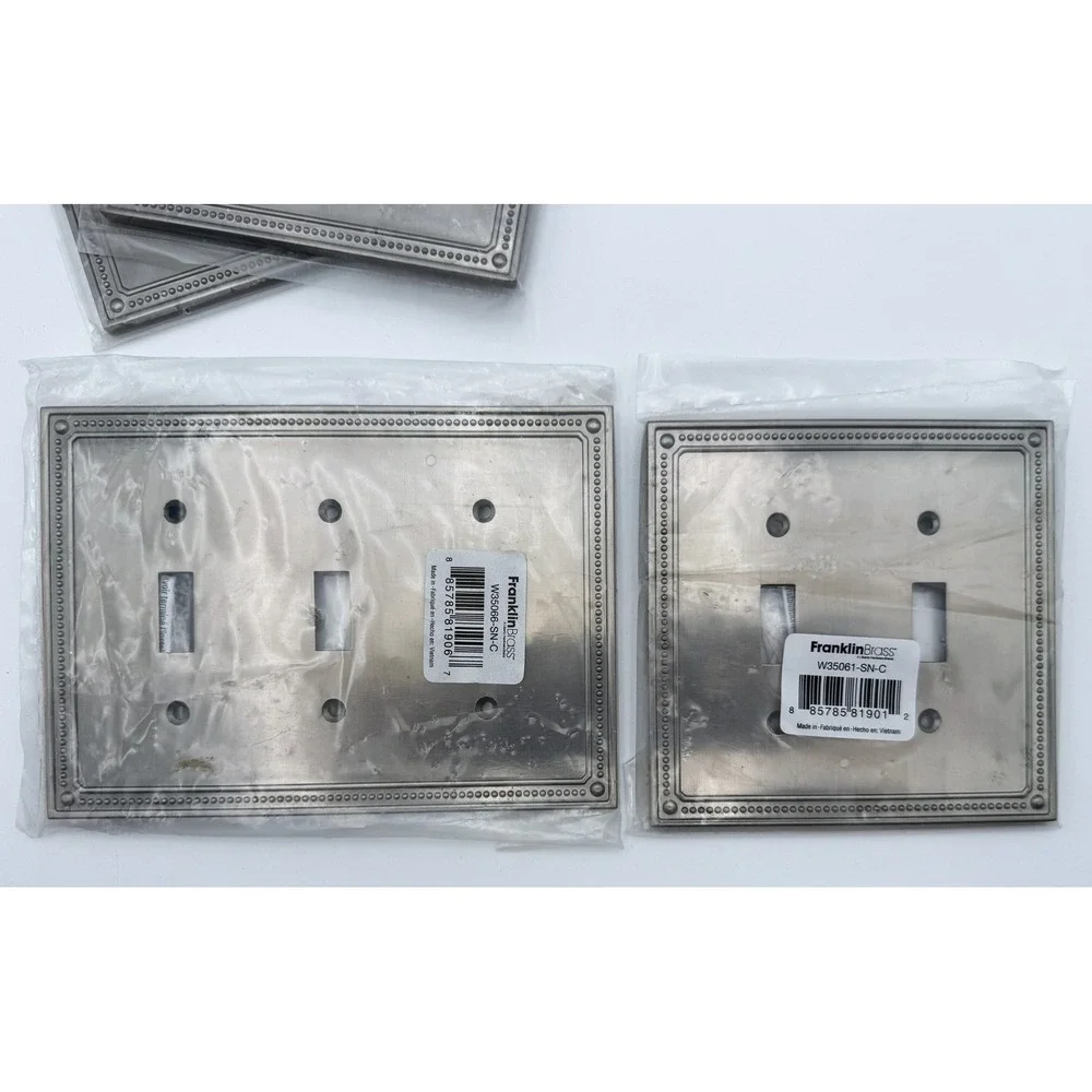 Franklin Brass Wall Plates Set 4 Satin Nickel Beaded 2-Gang 3-Gang Toggle NOS‎